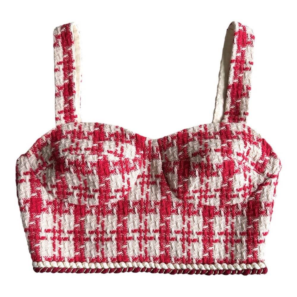 Mango Red tweed crop top.